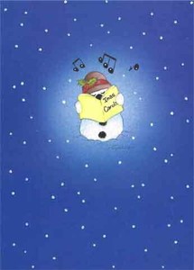 グリーティングカード クリスマス「歌を歌うスノーマン」メッセージカード