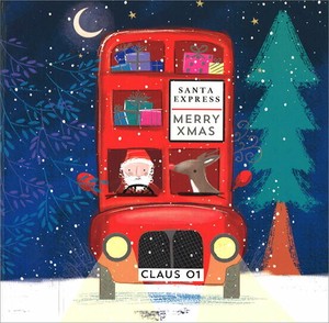 グリーティングカード クリスマス「バスに乗ったサンタさん」メッセージカード トナカイ