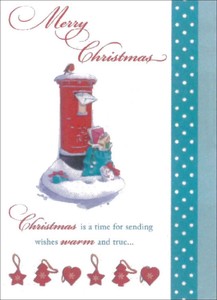 グリーティングカード クリスマス「ポストと小鳥」メッセージカード