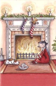 ミニカード クリスマス「クリスマスの暖炉」メッセージカード