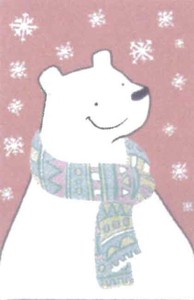 ミニカード クリスマス「マフラーを巻いたシロクマ」メッセージカード