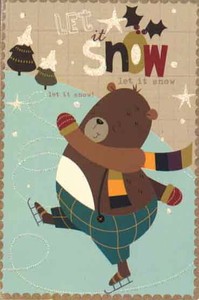 ミニカード クリスマス「スケートをするクマ」メッセージカード