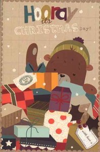 ミニカード クリスマス「クマとクリスマスプレゼント」メッセージカード
