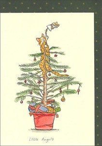 グリーティングカード クリスマス「リトル エンジェル」メッセージカード猫