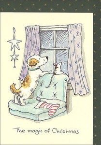 グリーティングカード クリスマス「クリスマスの魔法」メッセージカード犬 イヌ ネズミ