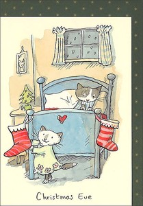 グリーティングカード クリスマス「クリスマスイブ」メッセージカード猫