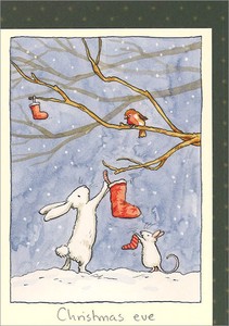 グリーティングカード クリスマス「クリスマスイブ」メッセージカードウサギ ねずみ