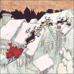 グリーティングカード クリスマス「屋根の上のサンタクロース」メッセージカード