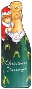 グリーティングカード/ダイカット クリスマス「ピータークロス ねずみとドリンク」メッセージカード