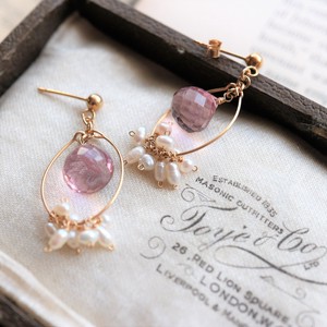 Pierced Earrings Gold Post Opal/Tourmaline Earrings