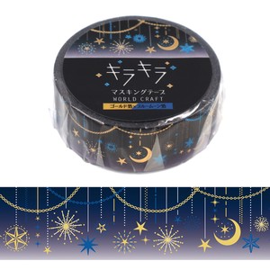 WORLD CRAFT Washi Tape Kira-Kira Masking Tape Crescent Light Stars Garland M
