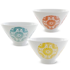 Hasami ware Rice Bowl Flower Set Meal 3-pcs Made in Japan