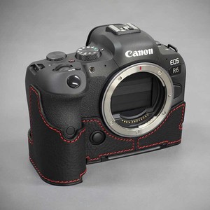 LIM'S Canon EOS R6 専用 イタリアンレザー ケース Black Red stitch CN-EOSR6BK キヤノン カメラ用品