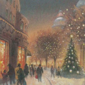 グリーティングカード クリスマス「クリスマスの街中」 メッセージカード