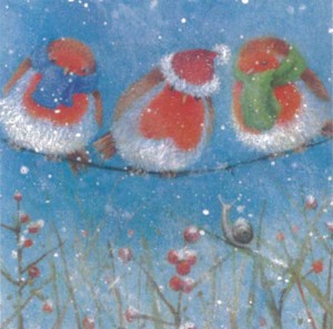 グリーティングカード クリスマス「クリスマスの三羽の鳥」 メッセージカード