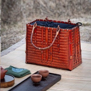 秋冬 手作り 復古 竹かご 茶道具の収納 手提げ袋 YMA9313