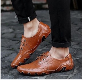 秋冬 メンズ ビジネス レザー シューズ ブラウンA サイズ 革靴 靴 カジュアル YMA9550