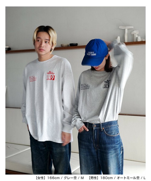 企業ロゴ プリント 長袖 Tシャツ