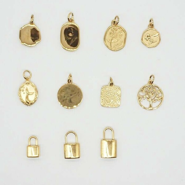 ステンレス 05-g. チャーム ペンダントトップ コイン シーリングスタンプ ゴールド 1個 金属アレルギー対応