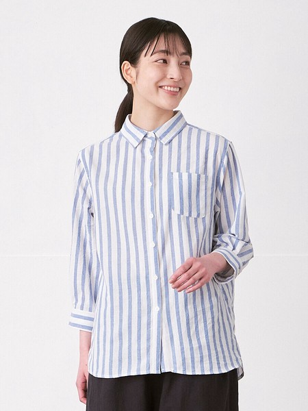 シャツブラウス ストライプ2色 M L LL 3L 《大きいサイズ》