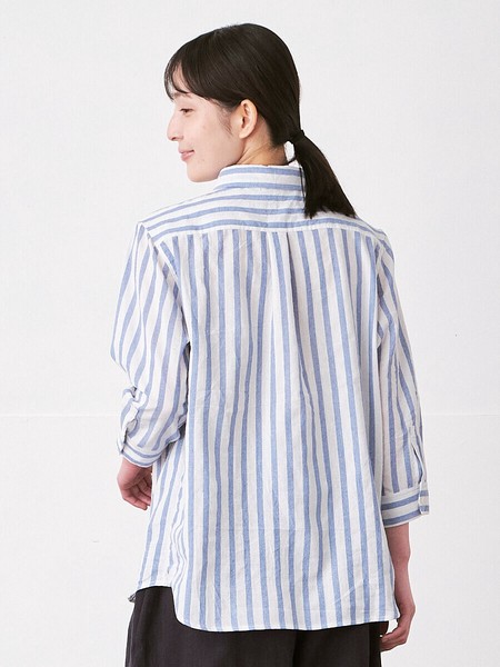 シャツブラウス ストライプ2色 M L LL 3L 《大きいサイズ》