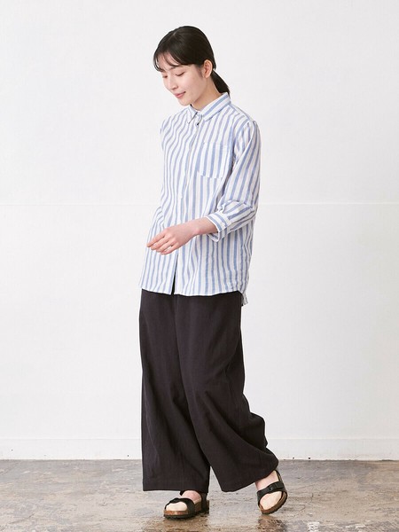 シャツブラウス ストライプ2色 M L LL 3L 《大きいサイズ》