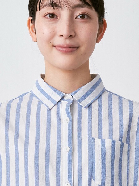 シャツブラウス ストライプ2色 M L LL 3L 《大きいサイズ》