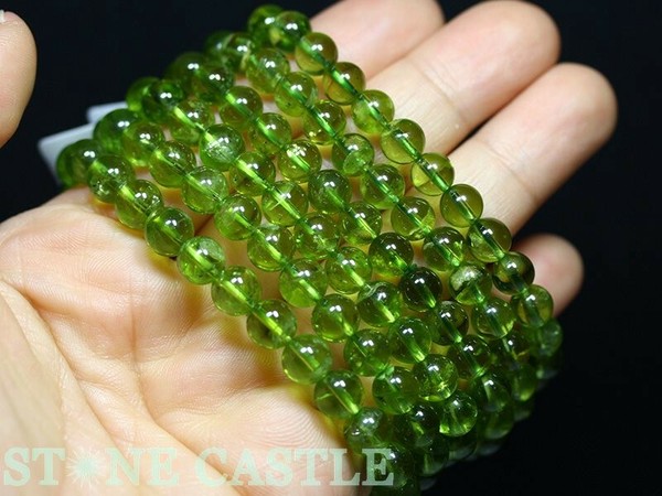 ☆高品質☆【ブレスレット】ペリドット (5A) (約7〜7.5mm) 【天然石 パワーストーン】