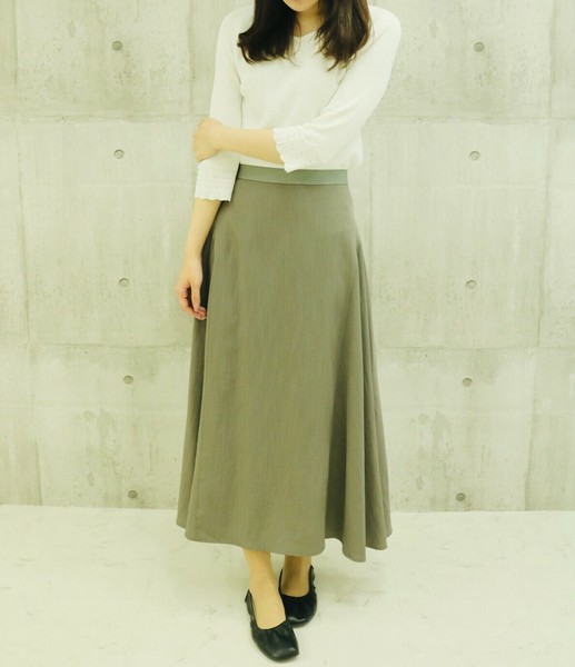 2021新作 ポリエステル/レーヨン/ナイロン スラブ生地 フレアスカート