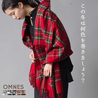 OMNES Unisex Wool Large Format Checkered Fringe Stole 