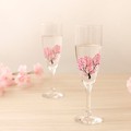 Sakura Champagne Glass Set Temperature Change Flute Glass Made in Japan