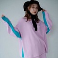 T-shirt Color Palette Oversized Bicolor Long Sleeves Ladies Cut-and-sew 2024 Spring/Summer
