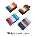 Business Card Case Lightweight Colorful Genuine leather Stripe Unisex