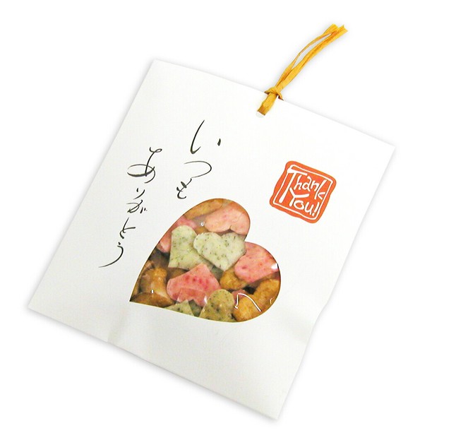 法善寺あられ】【母の日・父の日等々の各種イベントに最適！！】感謝のしおり ハートおかき 22gの商品ページ｜卸・仕入れサイト【スーパーデリバリー】