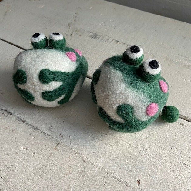 Animal design wool felt zip coin purse Frog 