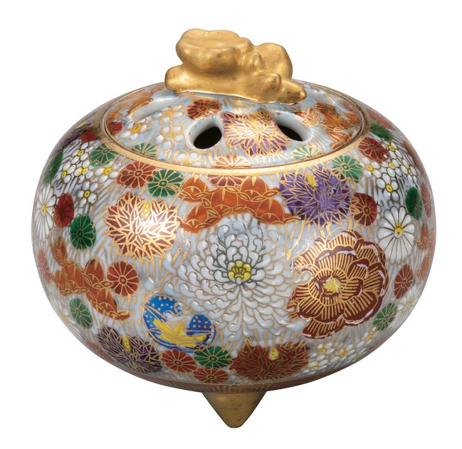 九谷焼　香炉 日本の伝統工芸品【九谷焼】 3.8号香炉 金花詰 (K8-1402)の商品