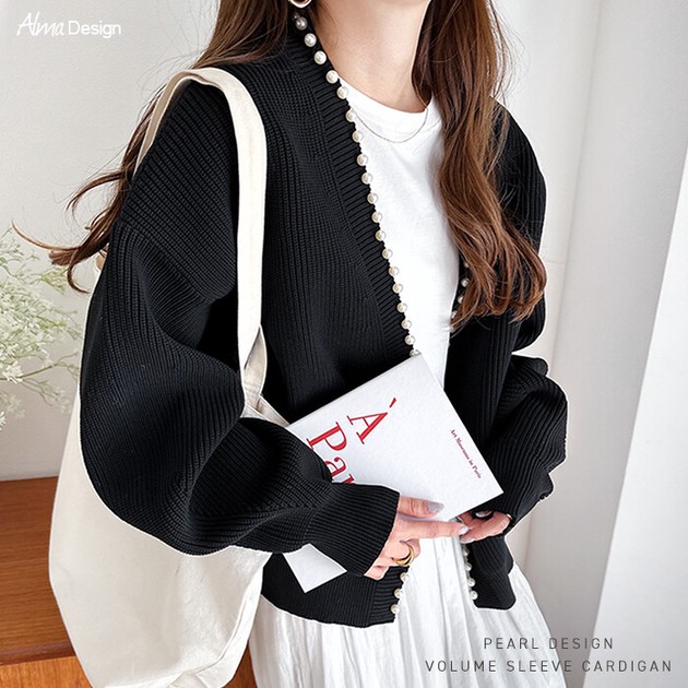 Cardigan Knitted Puff Sleeve | Import Japanese products at