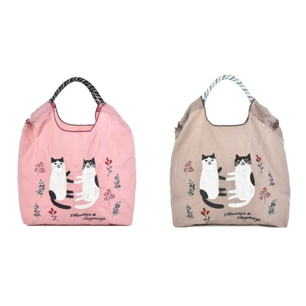 ベビーグッズも大集合 撥水加工 猫の商品 なごなごさん柄 刺繡ワッシャーバッグMサイズ 果物