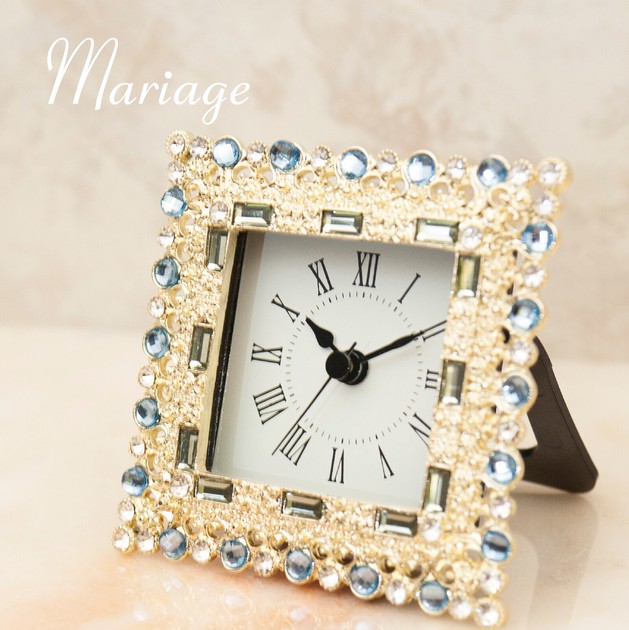 置時計 時計 マリアージュ テーブルクロック ゴールドブルー スクエア 卓上 オブジェ 飾り かわいい おしゃれ