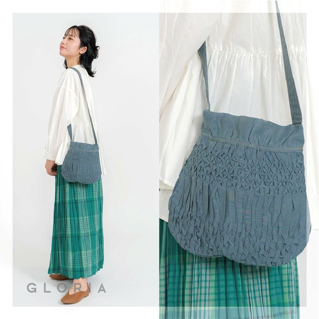 春夏即納】ハンドスモッキングショルダー ショルダーバッグ
