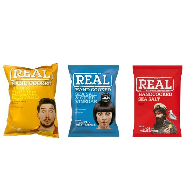 Good Mellows 3枚セット REAL リアル イギリス流 3種類ポテトチップス150g x3袋 おやつ