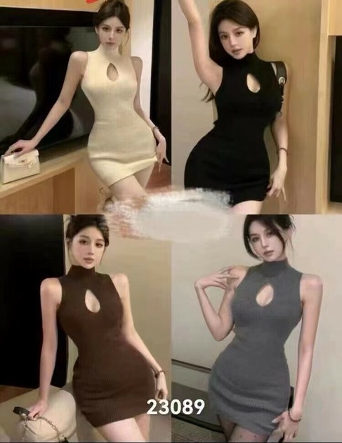 Casual Dress Mini Dress High-Neck Ribbed Knit | Import Casual Dress Mini Dress High-Neck Ribbed Knit | Import