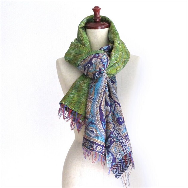 Vintage silk original stole ② Vintage Silk Elegant Printed Rolled Edge Stole Head Scarf 13