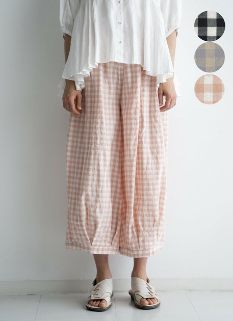 イスタイーレ︎♥︎新作完売 ギンガムチェック裾タックパンツ ギンガムチェック〉裾タックパンツ ☆2025夏物新作☆の商品