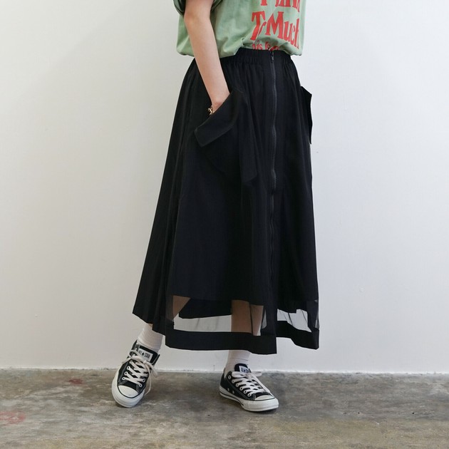 Pre-order Skirt Pocket black Tulle Skirts Double-zip Sheer | Import  Japanese products at wholesale prices - SUPER DELIVERY