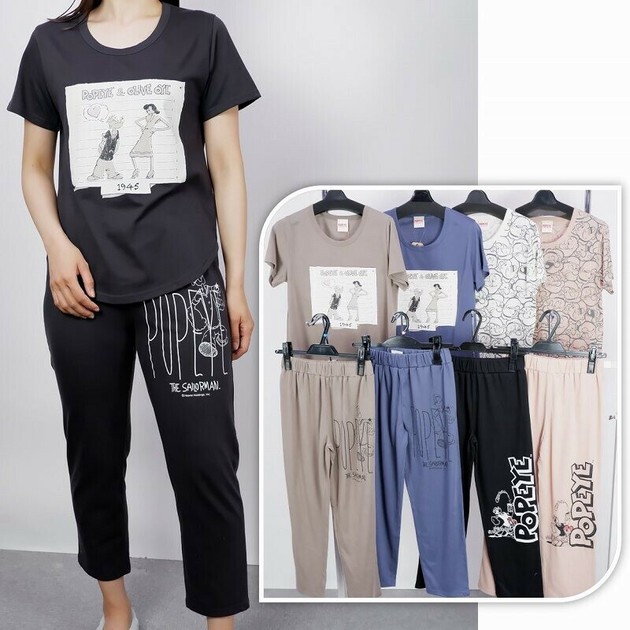 【めっちゃ変わる】 ポパイ Tシャツ8分丈パンツ キャラクター 上下セット スマートフォン本体