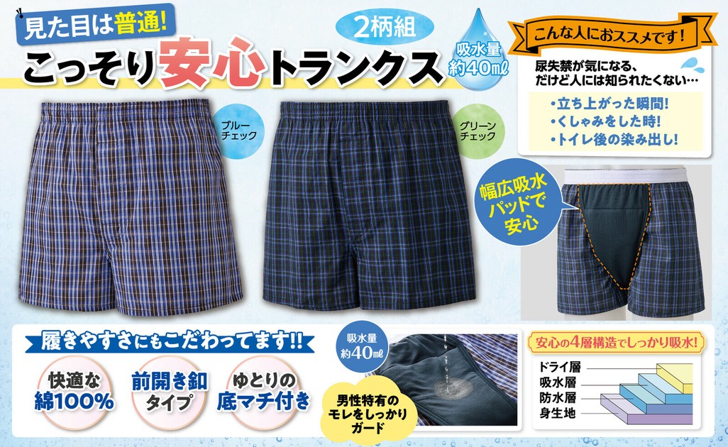 綿100%安心メンズトランクス 2柄組の商品ページ｜卸・仕入れ