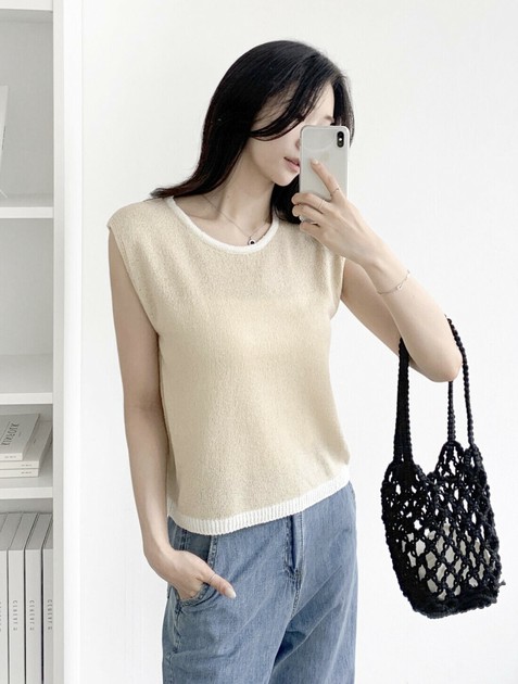 訳あり福袋 送料無料 セール わけあり 福袋 レディ Tops Sleeveless Boucle Sweater/Knitwear [S/S Import | NEW] 管楽器・吹奏楽器