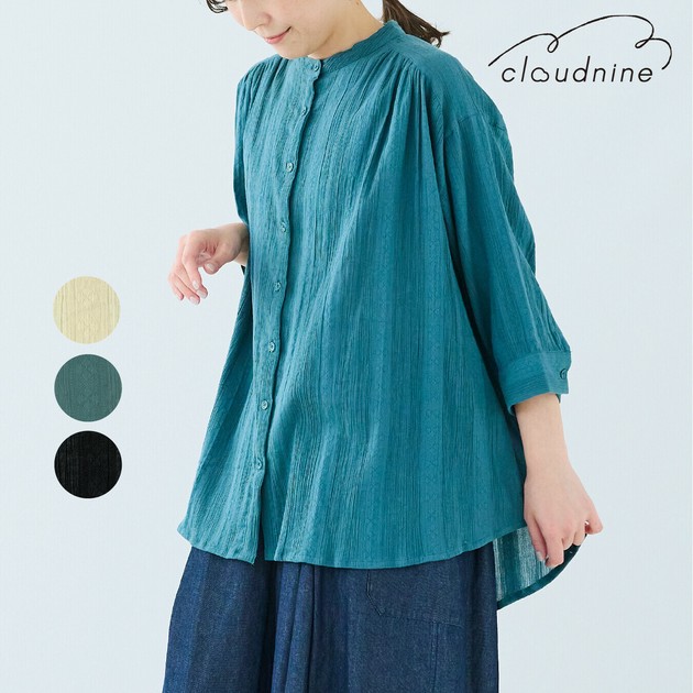 aoになります Button Shirt/Blouse Jacquard Floral Pattern Front Opening