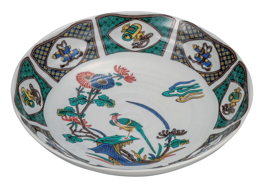 日本の伝統工芸品【九谷焼】 7号鉢 古九谷花鳥 (K9-284)の商品